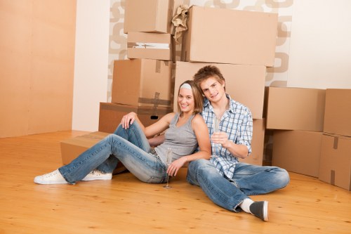 Furniture being moved from a Watford flat with stair access